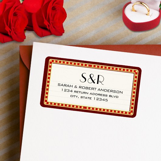 Retro Bioscoop Theater Marquee Teken Trouwadres Etiket