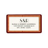 Retro Bioscoop Theater Marquee Teken Trouwadres Etiket (Voorkant)