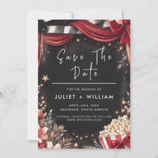 Retro bioscoopkaartje meest populaire bruiloft save the date (Voorkant)