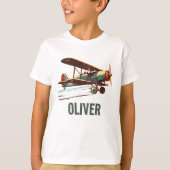Retro Biplane gepersonaliseerd T-shirt (Voorkant)
