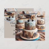 RETRO BIPLANE THEMA VERJAARDAGSTAART KAART (Voorkant / Achterkant)