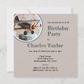 RETRO BIPLANE THEMA VERJAARDAGSTAART KAART (Achterkant)