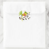 Retro Bird en Flowers Ronde Sticker (Tas)