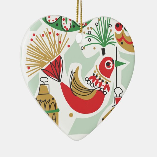 Retro Bird Kerstversiering Keramisch Ornament (Rechts)