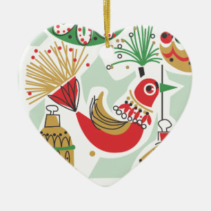 Retro Bird Kerstversiering Keramisch Ornament