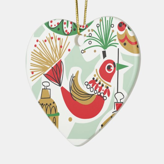 Retro Bird Kerstversiering Keramisch Ornament (Links)
