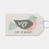 Retro Bird Personalized Cream Olive Green Holiday Cadeaulabel (Voorkant (Horizontaal))