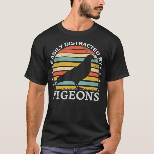 Retro Birder Funny Pigeon , gemakkelijk te bereike T-shirt (Voorkant)