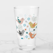 Retro Birds Flowers Cute Modern mid Century Glas (Achterkant)