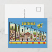 Retro Birmingham AL Groet Briefkaart (Voorkant / Achterkant)
