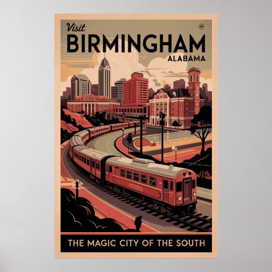 Retro Birmingham, Alabama Reisposter Poster (Voorkant)
