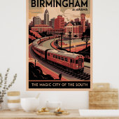 Retro Birmingham, Alabama Reisposter Poster (Keuken)