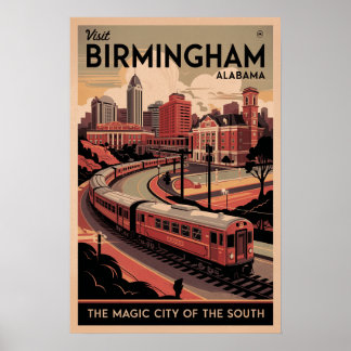 Retro Birmingham, Alabama Reisposter Poster