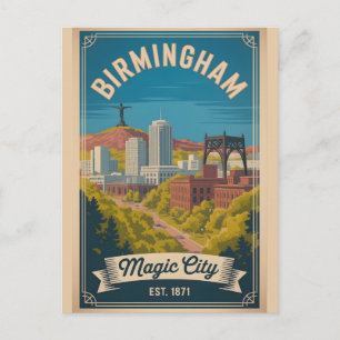 Retro Birmingham Alabama Reizen Feestdagenkaart