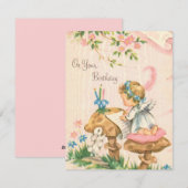  Retro Birthday Angel op paddenstoelen Feestdagenkaart (Voorkant / Achterkant)