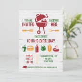 Retro Birthday BBQ Uitnodiging (Staand voorkant)