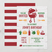 Retro Birthday BBQ Uitnodiging (Voorkant / Achterkant)