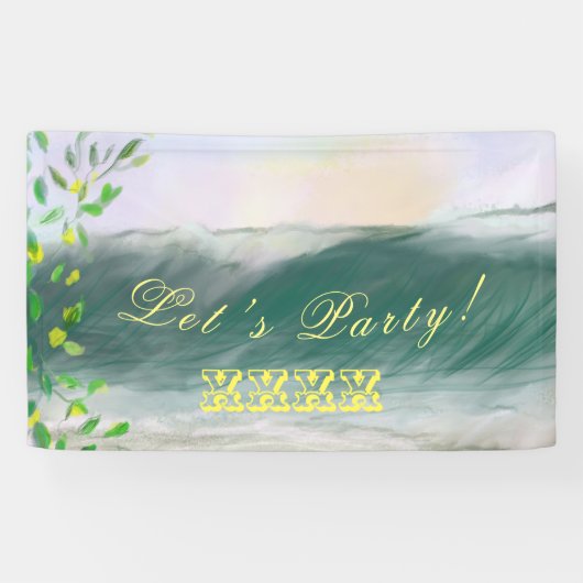 Retro Birthday Beach Picnic Party Spandoek (Horizontaal)