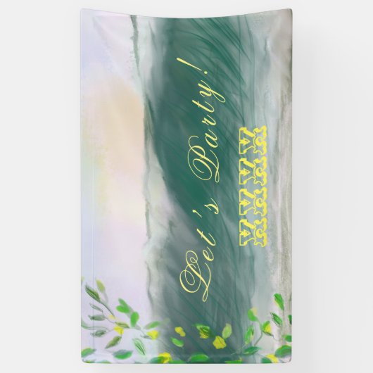 Retro Birthday Beach Picnic Party Spandoek (Verticaal)