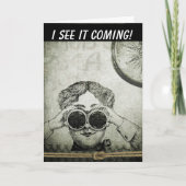 RETRO BIRTHDAY BINOCULARS CARD VAN HAAR KAART (Voorkant)