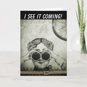 RETRO BIRTHDAY BINOCULARS CARD VAN HAAR KAART