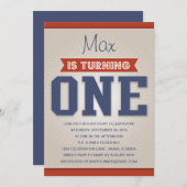 RETRO BIRTHDAY | EERSTE BIRTHDAY-INVITATIE KAART (Voorkant / Achterkant)