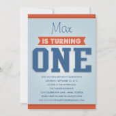 RETRO BIRTHDAY | EERSTE BIRTHDAY-INVITATIE KAART (Voorkant)