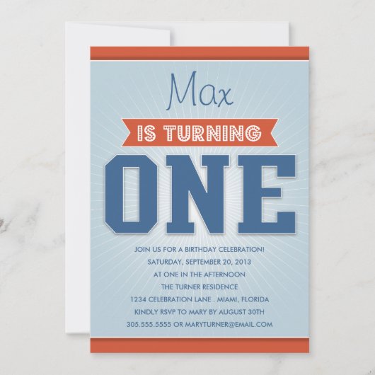 RETRO BIRTHDAY | EERSTE BIRTHDAY-INVITATIE KAART (Voorkant)