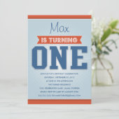 RETRO BIRTHDAY | EERSTE BIRTHDAY-INVITATIE KAART (Staand voorkant)