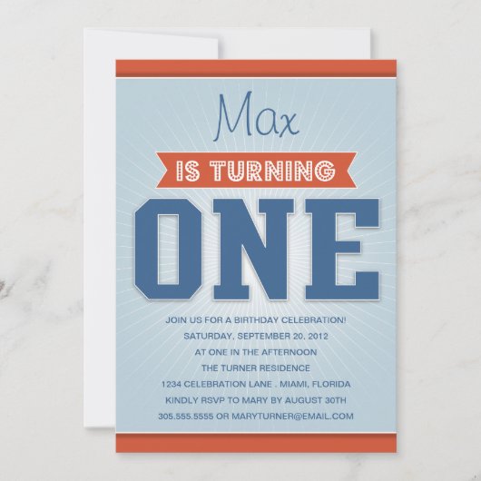 RETRO BIRTHDAY | EERSTE BIRTHDAY-INVITATIE KAART (Voorkant)