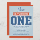 RETRO BIRTHDAY | EERSTE BIRTHDAY-INVITATIE KAART (Voorkant / Achterkant)