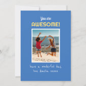 Retro Birthday Eigen naam 2 Foto Blauw groen Kaart (Achterkant)