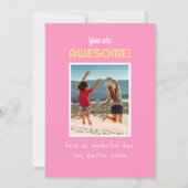 Retro Birthday Eigen naam 2 Fotoroze Sinaasappel Kaart (Achterkant)