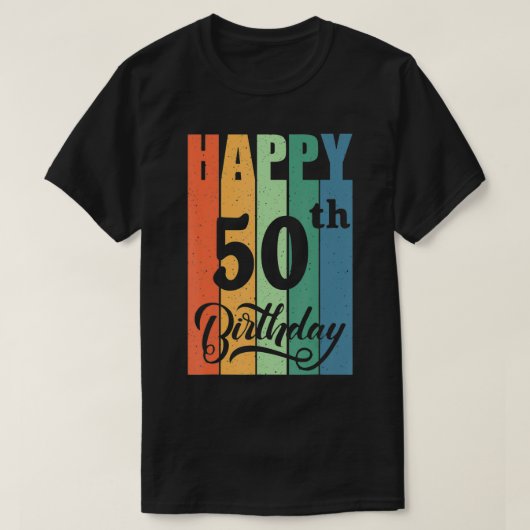 Retro Birthday Gift voor 50 jaar oude Happy 50th B T-shirt (Design voorkant)