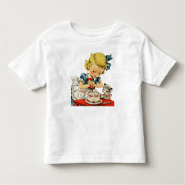 Retro Birthday Girl Cake Cat Artwork Kinder Shirts