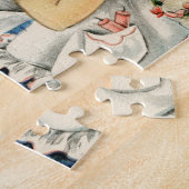 Retro Birthday Girl Cake Cat Artwork Legpuzzel (Zijkant)