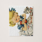 Retro Birthday Girl Cake Cat Artwork Legpuzzel (Verticaal)