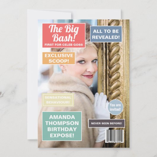 Retro Birthday Magazine Hoesje Uitnodiging (Voorkant)