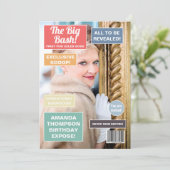 Retro Birthday Magazine Hoesje Uitnodiging (Staand voorkant)