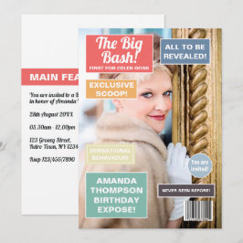 Retro Birthday Magazine Hoesje Uitnodiging