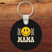 Retro Birthday Mama Shirt, One Happy Dude Family B Sleutelhanger (Voorkant)