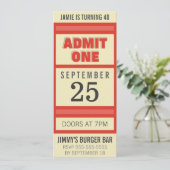 Retro Birthday Party Event Ticket Invitation Kaart (Staand voorkant)