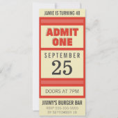 Retro Birthday Party Event Ticket Invitation Kaart (Voorkant)