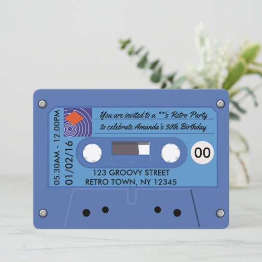 Retro Birthday Party - Gepersonaliseerd Kaart (Staand voorkant)