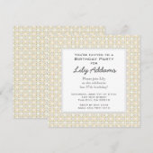 Retro Birthday Party Invitation - Gold Kaart (Voorkant / Achterkant)