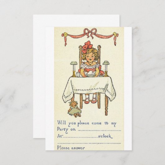 Retro Birthday Party Invitation Kaart (Voorkant / Achterkant)