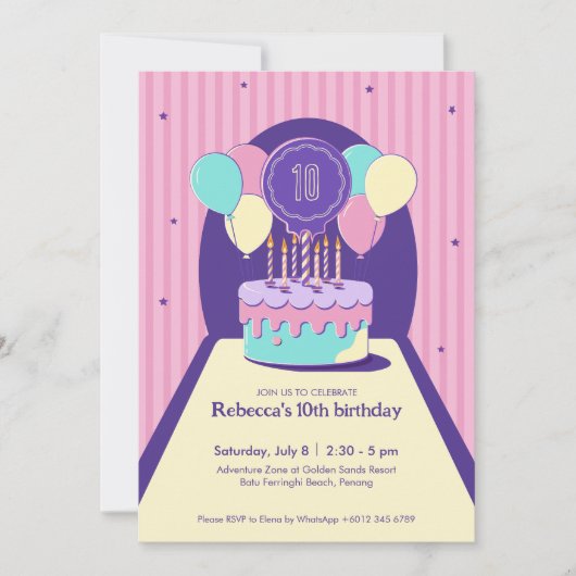 Retro Birthday Party Invitation Kaart (Voorkant)