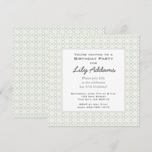 Retro Birthday Party Invitation - Limoen Kaart (Voorkant / Achterkant)