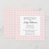 Retro Birthday Party Invitation - Roze en Geel Kaart (Voorkant / Achterkant)