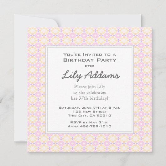 Retro Birthday Party Invitation - Roze en Geel Kaart (Voorkant)